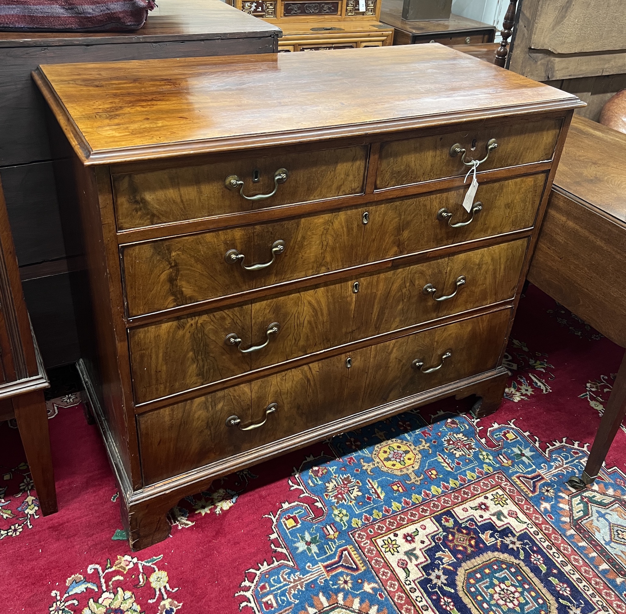 A George III mahogany five drawer chest, width 109cm, depth 53cm, height 96cm